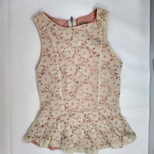 Lily White Tank Back Zipper Peplum Top sz: Small
